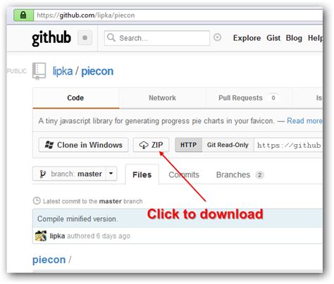 Jun 24, 2011 · When you are on a project page, you can press the Download ZIP button which is located under the green <> Code drop down: This allows you to download the most recent version of the code as a zip archive. If you aren't seeing that button, it is likely because you aren't on the main project page. To get there, click on the left-most tab labeled ... 